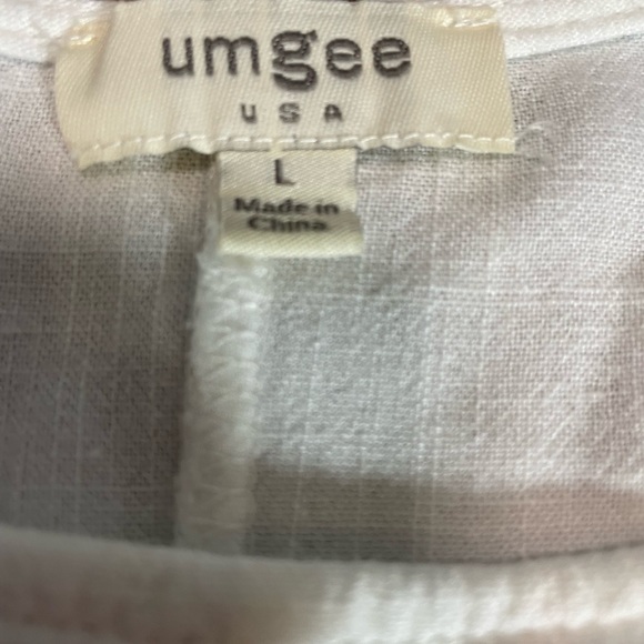 Umgee Print Flare Sleeve Linen Top With Raw Detail - Picture 5 of 8